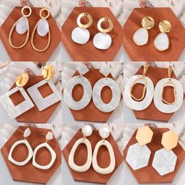 Dangle Earrings Women's Acrylic Drop For Women Geometric Hoop Big Hanging White Fashion 2023 Jewellery