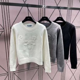 Embroidered sweater wool knit sweatshirt pd designer crew neck hoodie winter sweaters long sleeve t shirt luxury womens clothing pullover coat High Quality