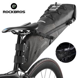 Panniers Bags ROCKBROS Bike Bag Waterproof Reflective 10L Large Capacity Saddle Cycling Foldable Tail Rear MTB Road Trunk Bicycle 230907