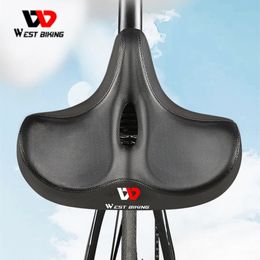 Bike Saddles WEST BIKING MTB Saddle Wide Ergonomic Comfortable Bicycle Spring Damping Cruiser Electric Thick Memory Seat Cushion 230907