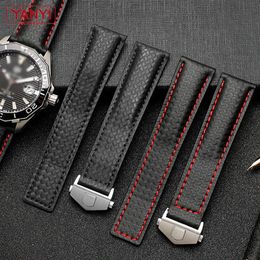 Watch Bands Carbon Fibre pattern Genuine Leather Strap 20mm 22m for tag heuer watchband wristwatches band leather watch bracelet 2278O
