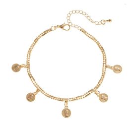 Anklets 2023 Fashion Jewelry Gold Adjustable Chain Head For Women Vintage Copper Anklet Summer Accessories
