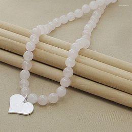 Pendant Necklaces Suyixian 2023 Simple Pearl Necklace Women Silver 8mm Bride Bridesmaid Wedding Jewellery Colar N094