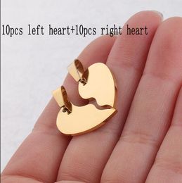 Charms Couple Mirror Polished Stainless Steel Heart Pendant For Necklace Heart Couples Friendship Jewelry for Lovers Friends 230907