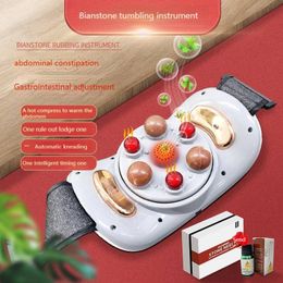 Portable Slim Equipment Bian Stone Rubbing Abdominal Instrument Belly Electric Moxibustion Therapy Compress Massage Belt Automatic Abdomen Massager 230907