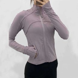 LU-38 Yoga Outfits Long Sleeve Cropped Sports Jacket Women Zip Fitness Winter Warm Gym Top Activewear Running Coats Workout Clothes Woman 99ess