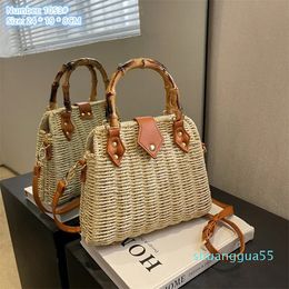 ladies shoulder bags 2 Colours street fashion summer straw beach bag stereotypes contrast leather handbag holiday romantic travel backpack