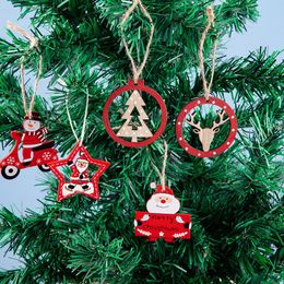 Christmas Decorations Pendants Small Hanging Tags Colored Santa Claus Pendants Christmas Trees Wooden DIY