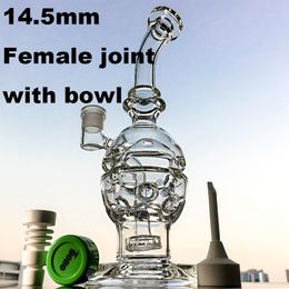 Faberg Egg Glass Bongs Swiss Perc Hookahs 14mm Female Joint Oil Dab Rigs Recycler Showerhead Percolator Grenade Shape Water Pipes With Bowl MFE01