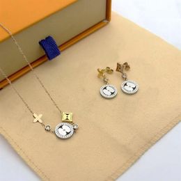 Europe America Fashion Style Jewelry Sets Lady Women Gold Silver-colour Hardware Hollow Out Setting Diamond Pendant Idylle Necklac268M