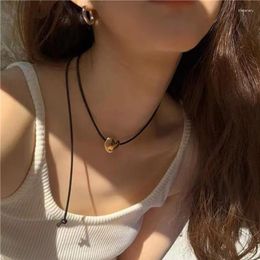 Pendant Necklaces Fashion Love Heart Necklace Short Black Rope Choker Neck Chain Elegant Clavicle Party Jewellery Dropship
