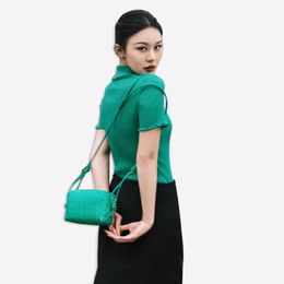 AxjBotegss Loop bag 2023 New Fashionable Genuine Leather Hand Knot Bag Large Capacity Diamond Woven Small Square Women's One Shoulder Oblique Cross Pillow 90O6