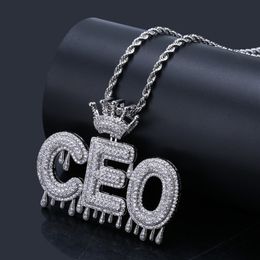 Charms Custom Name Bubble Letters Chain Pendants Necklaces Men's Charms Iced Out CZ Hip Hop Jewellery Gifts With Gold Silver Tennis Chain 230908