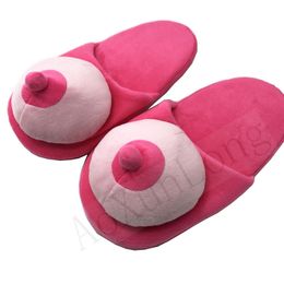 Slippers Beautiful Girl Breasts Slippers Women Mischievous Penis Home Slippers One Size 36-42 Couple Fun Bedroom Warm Slipper Shoes Woman 230907