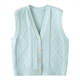 Spring And Autumn Womens Vest Knitted Japanese Sweaters Mincemeat Pure Colour Stacked Small