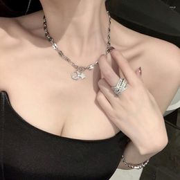 Choker Punk Star Moon Pendant Necklace For Men Women Y2K Hip Hop Beads Chains Korean Fashion Jewellery