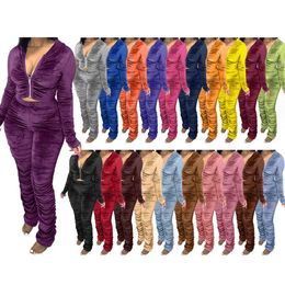 Fall Winter Velvet Tracksuits Women Sweatsuits Long Sleeve Pullover Top and Pants Two 2 Piece Sets Matching Outfits Casual Jogger suits Outwork Sporswear