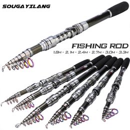 Boat Fishing Rods Sougayilang Carbon Telescopic 213 Multifunction Rod Portable Travel Spinning Pole Tackle Pesca 230907