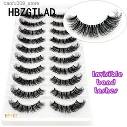 False Eyelashes Invisible band Lashes 10 Pairs 3D Faux Mink Lashes Natural short Transparent Terrier Lashes Clear Band Soft Eyelashes Extension Q230908