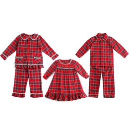 Clothing Sets Matching Flannel Boys And Girls Baby Family Children Kids Christmas Pyjamas Red Toddler Pajamas Long Sleeve PJS 230907