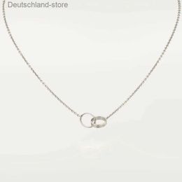 Pendant Necklaces New Classic Design Double Loop Charms Love Necklace for Women Girls 316L Titanium Steel Wedding Jewelry Collares Collier Q230908
