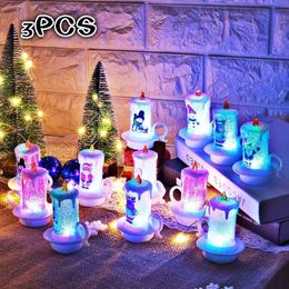 Christmas Decorations 3PCS Small Night Lights LED Electronic Candles Snowman Desktop Random Style 230907