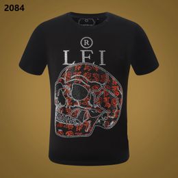 Men T-Shirts -Brand Tshirt Men PP Skull Diamond Teddy Bear Rhinestones Cotton Casual Short-Sleeved Tees Hip Hop O-Neck T Shirts Clothing 1688