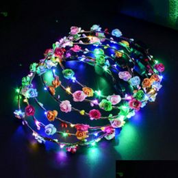 Party Decoration Flashing Led Headband Rave Garland Luminous Flower Crown Lighting Wreath Gifts Drop Delivery Home Garden Fe Dhgarden Dhdrm