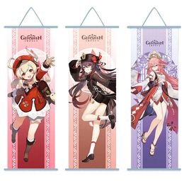 Anime Game Character Beautiful Girl Scroll Canvas Wall Hanging Painting Home Decor Anime Poster Art Room Decoration Gift Canvas Painting Board L01