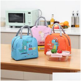 Lunch Boxes Bags Insation Bag Portable Cartoon Printed Thermal Insated Box Travel Necessary Picnic Pouch For Kids Student Boys Girls D Dh0Bd