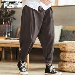 INCERUN Men Harem Pants Joggers Fleece Fashion Trousers 2019 Baggy Retro Drawstring Solid Streetwear Mens Casual Pants Plus Size233i