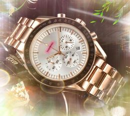 Men's Automatic Mechanical Watch Stopwatch All Stainless Steel Case Strap Quartz Battery Super Full Function Quarz Chronograph Watches Birthday Gifts