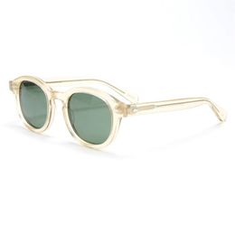 Whole Johnny Depp transparent-yellow rim sunglasses HD UV400 tinted lens unisex L M S sizes 7teeth temple fullset pack200U