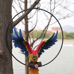 Garden Decorations Creative Resin Parrot Hang On Tree Outdoor Decoration Statue Animal Sculpture For Home Office Room Decor Ornaments