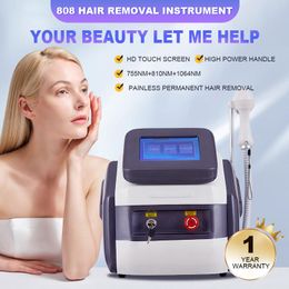 High Durable Diode Laser Hair Removal Machine Permanent Depilation 808nm Pore Shrinking Acne Treatment Portable Salon Multi-language Available