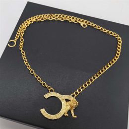 2022 Top quality Charm pendant necklace witn lion shape in 18k gold plated for women wedding Jewellery gift have box stamp Brooch PS238i