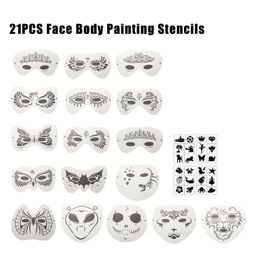 Other Permanent Makeup Supply Professional 21 Face Painting Stencils Washable Easily Use DIY Templates for Birthday Party Carnivals Halloween 230907