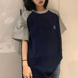 Deeptown Preppy Hippie Oversize T-shirts Women Vintage Harajuku Short Sleeve Top Korean Streetwear Patchwork Basic Tee Female