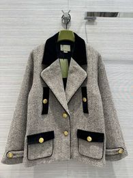 G Milan gussie guuui Runway guxci High-quality Jackets 2023 New Autumn Wintern Lapel Neck Long Sleeve Brand Same Style Coats Womens Designer Tops 0908-3