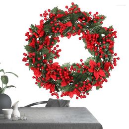 Decorative Flowers Red Berry Wreaths For Front Door Indoors Wedding Decoration 19 Inch Fireplace Artificial Flower Garland Winter Decor