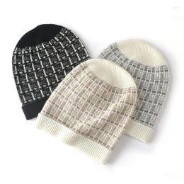 Berets Winter Hat Women 2023 Luxury Cashmere Pure Beanies Knitted Warm Soft Y2K Fashion Bonnet HIP HOP Shiny Color Skullies Cap Men