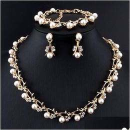 Jewelry Sets Fashion Imitation Pearl Necklace Earring Bridal For Women Elegant Party Gift 230313 Drop Delivery Dhj2Z