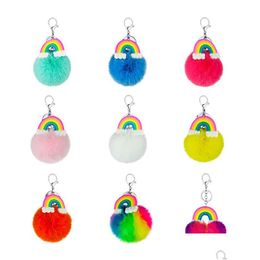 Keychains Lanyards Plush Pvc Cloud Rainbow Keychain Womens Bag Decoration Pendant Fashion Accessories Key Ring Drop Delivery Dhgarden Dhbxx