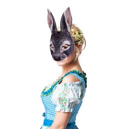 Half Face Rabbit Mask Adult Halloween Animal Head Masks Party Cosplay Mask Easter Carnival Masquerade Accessories Shooting Props