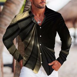 Men's Casual Shirts Fashion Long Sleeve Light Stripe Printed Shirt Button Tops High Quality Clothing 230907