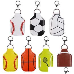 Keychains Lanyards Portable Hand Sanitizer Er Keychain Football Basketball Baseball Ball Leather Bag Pendant Drop Delivery F Dhgarden Dh6Ws