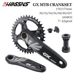 Bike Groupsets HASSNS GX Crankset Mountain Connecting Rods Mtb Cranks Arms For Bicycle Integrated Candle Pe 1 Crown 12 Speed 32 34 36 38T 230907