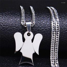 Pendant Necklaces Fashion Angle Stainless Steel & Pendants Women Silver Colour Chain Necklace Jewellery Cadenas Mujer N2562S06