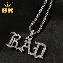 Pendant Necklaces THE BLING KING Custom Vintage Old English Name Number Micro Paved CZ Personalised Initial Letter Pendant Necklace Hiphop Jewellery 230908