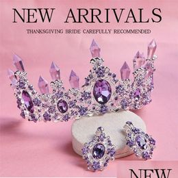 Hair Jewelry Arrival Charming Purple Crystal Bridal Tiara Crowns Magnificent Diadem For Princess Accessories 221109 Drop Delivery Hai Dhrbu